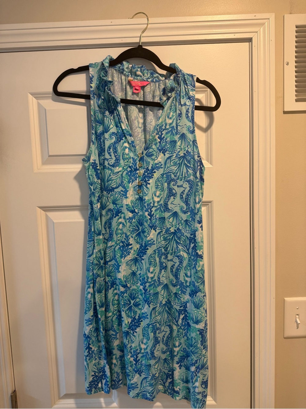Lilly Pulitzer Blue & Aqua Sleeveless Tropical Cover-Up Dress